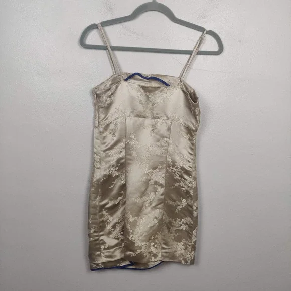 Elton John Realisation Par Tiny Dancer Dress Women Large Silk Jacquard Mini Gold - Picture 3 of 8